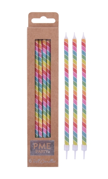 Candles Tall - Rainbow Stripes / 6